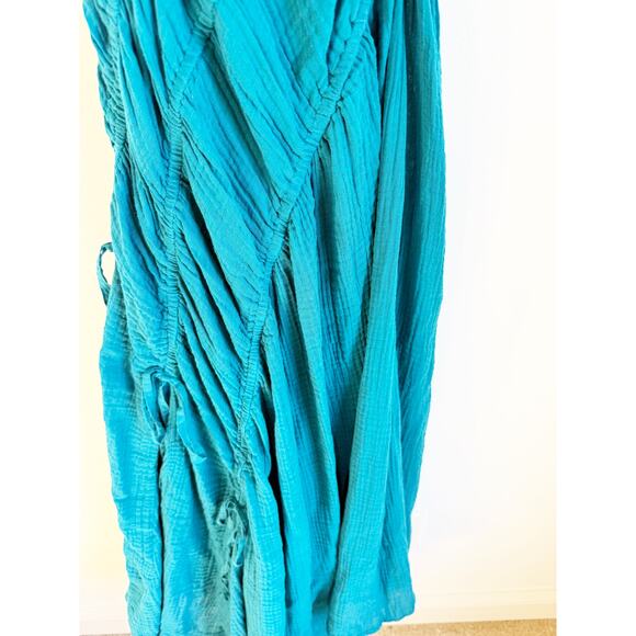 Free People Blurred Lines Midi Teal Blue Maxi Small - Picture 6 of 8